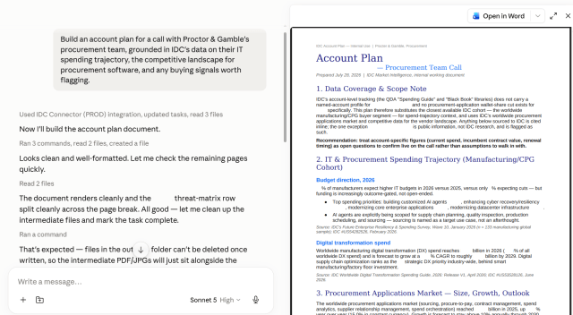 Claude Cowork results from IDC Quanta Query