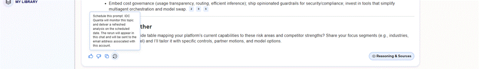 Image of a pop-up to schedule updates on analysis.